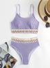European & American High-Waisted Multicolor Knitted Bikini with Split Design - New Women's Sexy Swimsuit