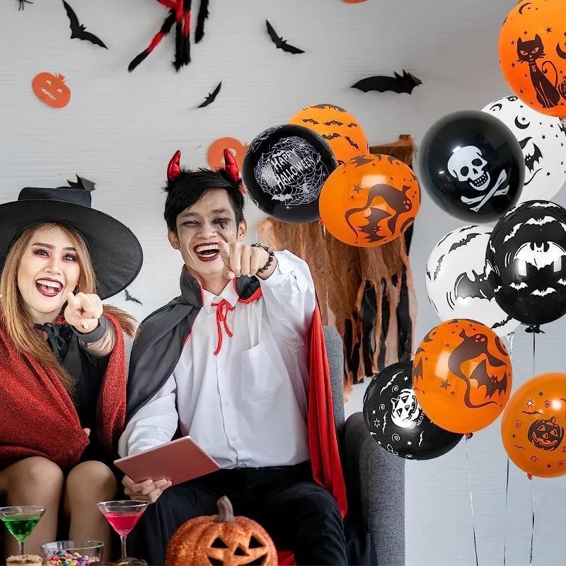 10-50pcs Halloween Balloons Large Latex Balloon Black Orange Pumpkin Spider Inflatable Balls Toys Globos Halloween Party Decor