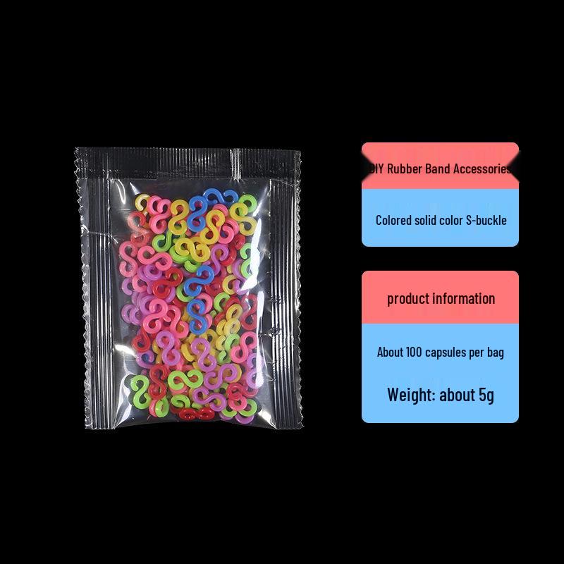 

11mm Solid Color Mixed S-Clips Rainbow Rubber Band Connectors for Handmade Crafts