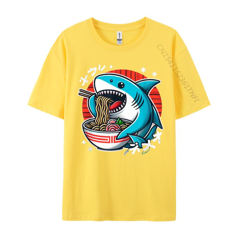 

Мужская японская лапша «Рамен, поедающая акулу» с индивидуальными футболками, топами, новая футболка премиум-класса для всей семьи 6XL