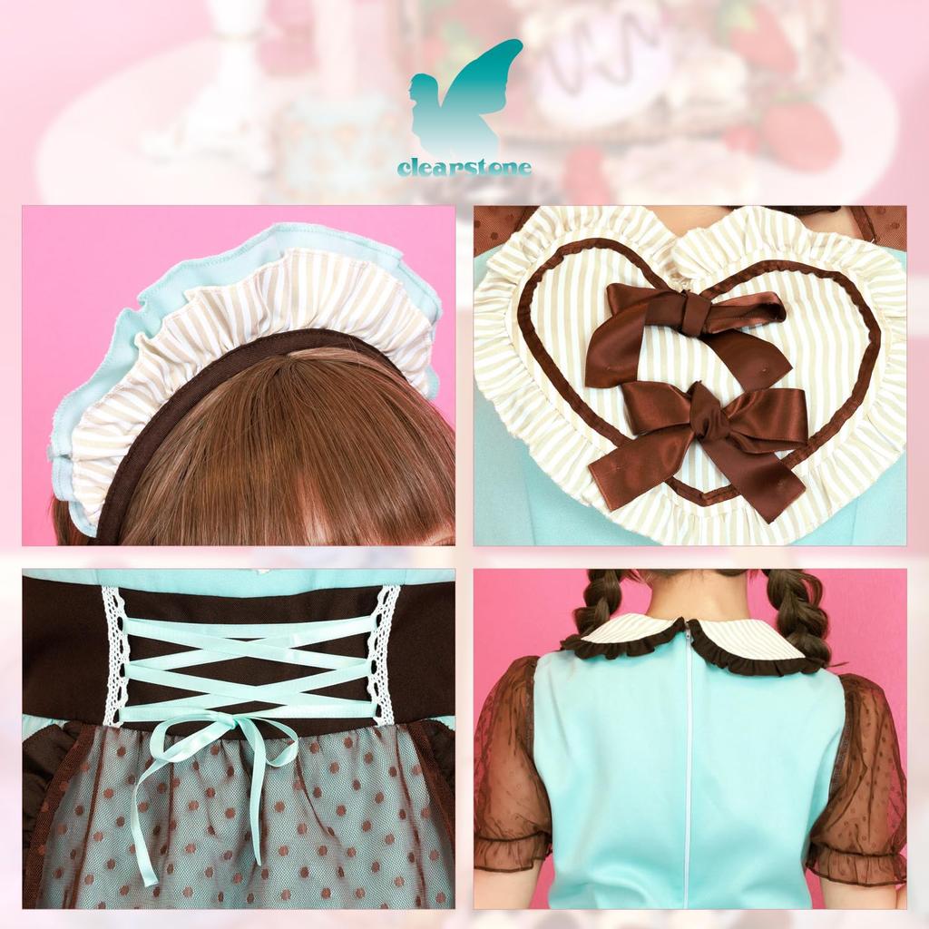 Clearstone Halloween Chocolate Mint Heart Maid Cosplay Green Costume,