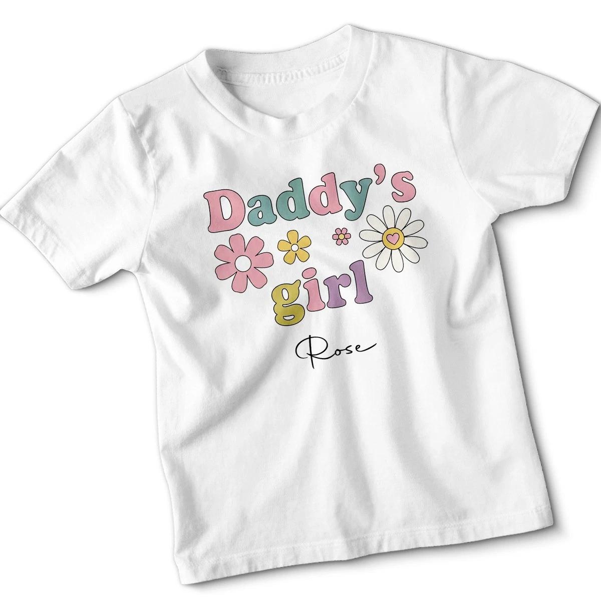 Daddys Girl Rose Daughter Family Kids T-Shirt Cute Floral Design 100