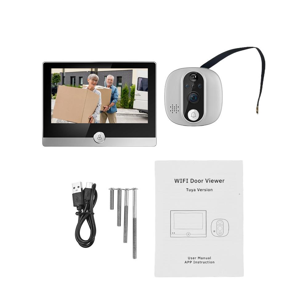 Smart WiFi Video Doorbell W1 for Apartment 2.4GHz Peephole Camera 4.3-inch IPS Display Tuya APP 1080P Visible Night Vision