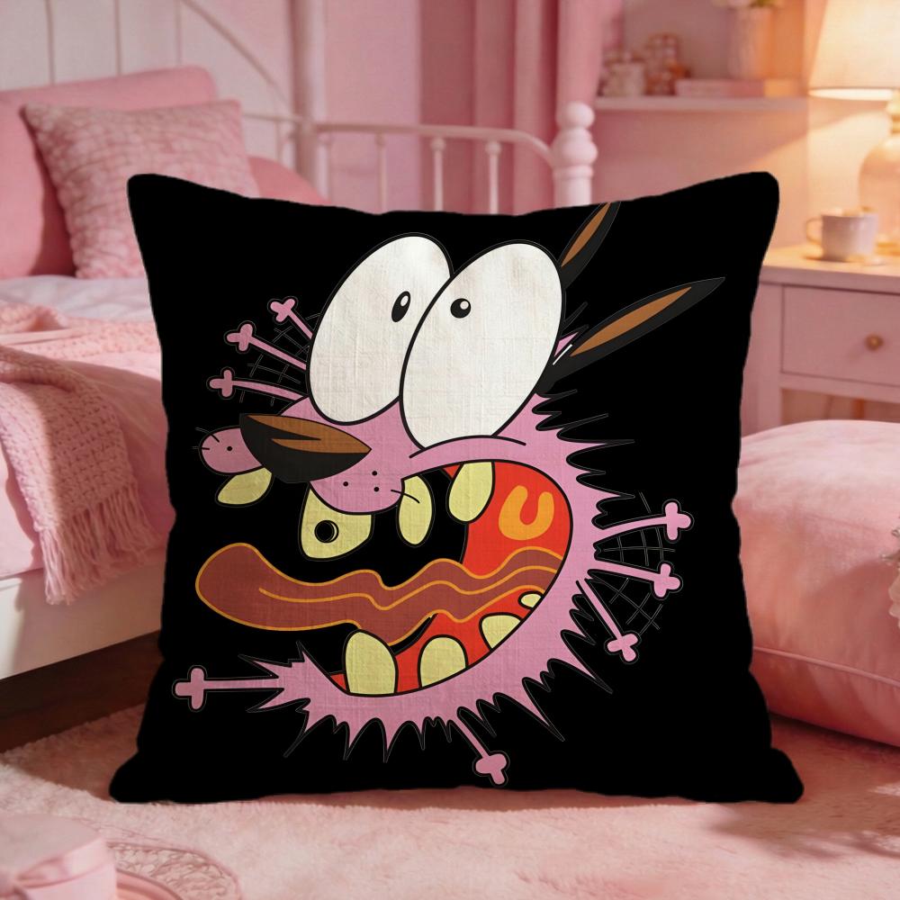 CCourage The Cowardlys DDogs Cushion Cover Premium Comfort Reversible Pillow CoveTwo In One Design For Any Room  Car Interior