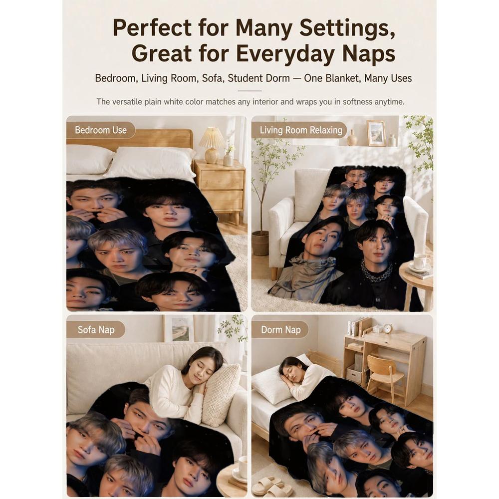 Male Idol Group Portrait Blanket Blanket Suitable For All Seasons Bedroom Sheet Outdoor Plush Blanket