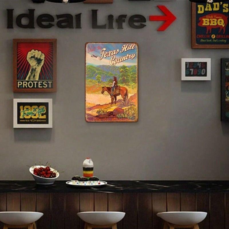 

Metal Wall Art Vintage Cowboy, Rustic Sign for Bar Garage Man Cave
