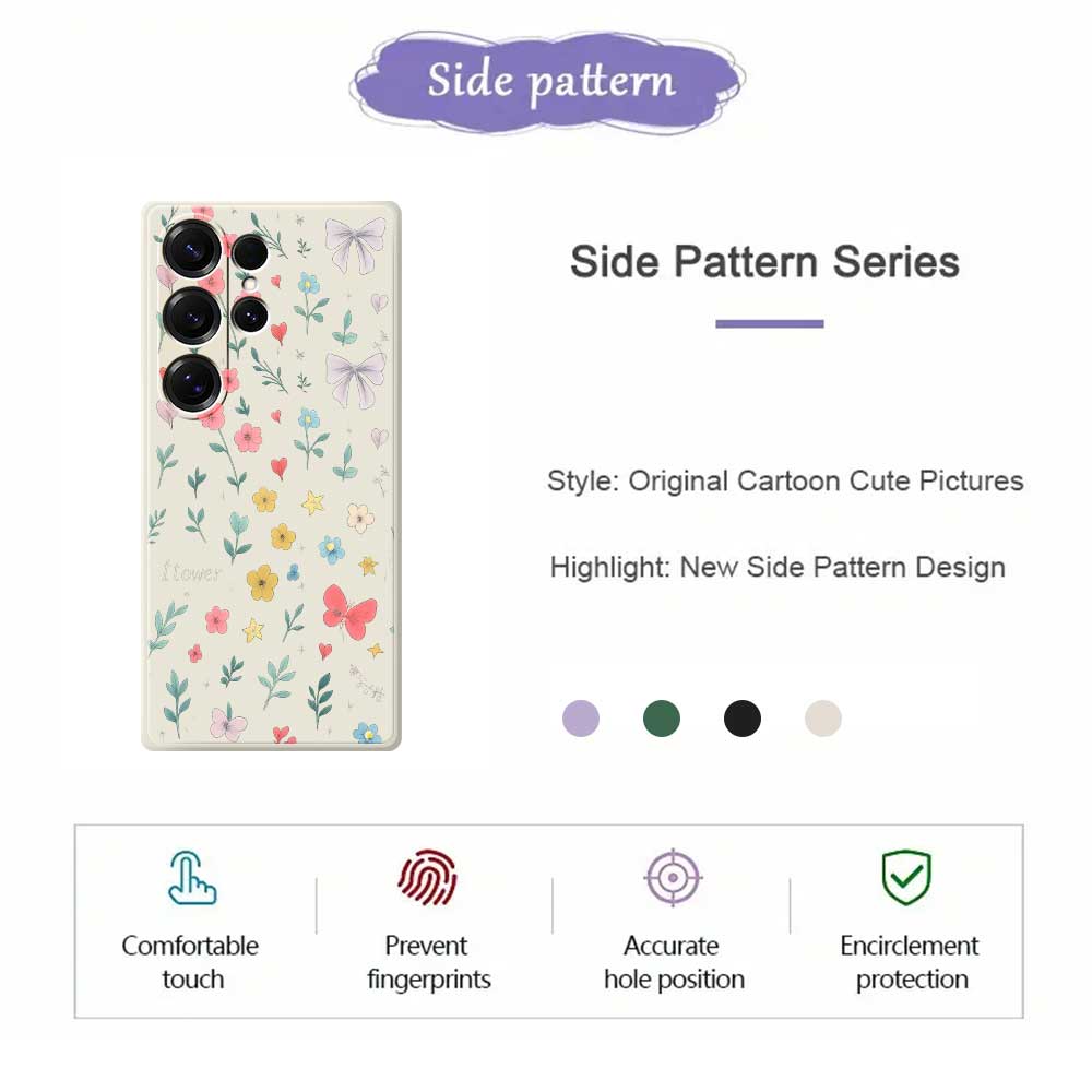 For Samsung Galaxy S25 Ultra Case Floral Bow Pattern Printing Straight Edge TPU Phone Back Cover