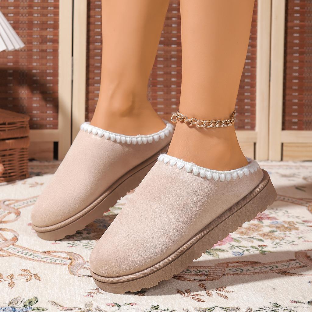 Winter 2024 Warm Fluffy Woman Slippers Soft Bottom Non Slip Thick Plush Clogs Women Casual Platform House Shoes Slides 43
