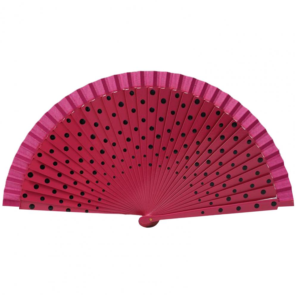 Dot Print Spainish Fan Double-sided Multicolor Dot Print Folding Fan Beautiful Dancing Fan Office Home Table Decorative Fan