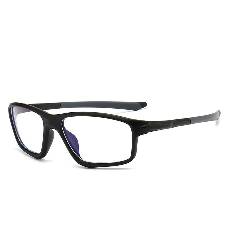 TR90 Square Blue Light Blocking Sports Men's Eyeglass Frame with Flat Lens, Myopia-Compatible (Model TR5773)