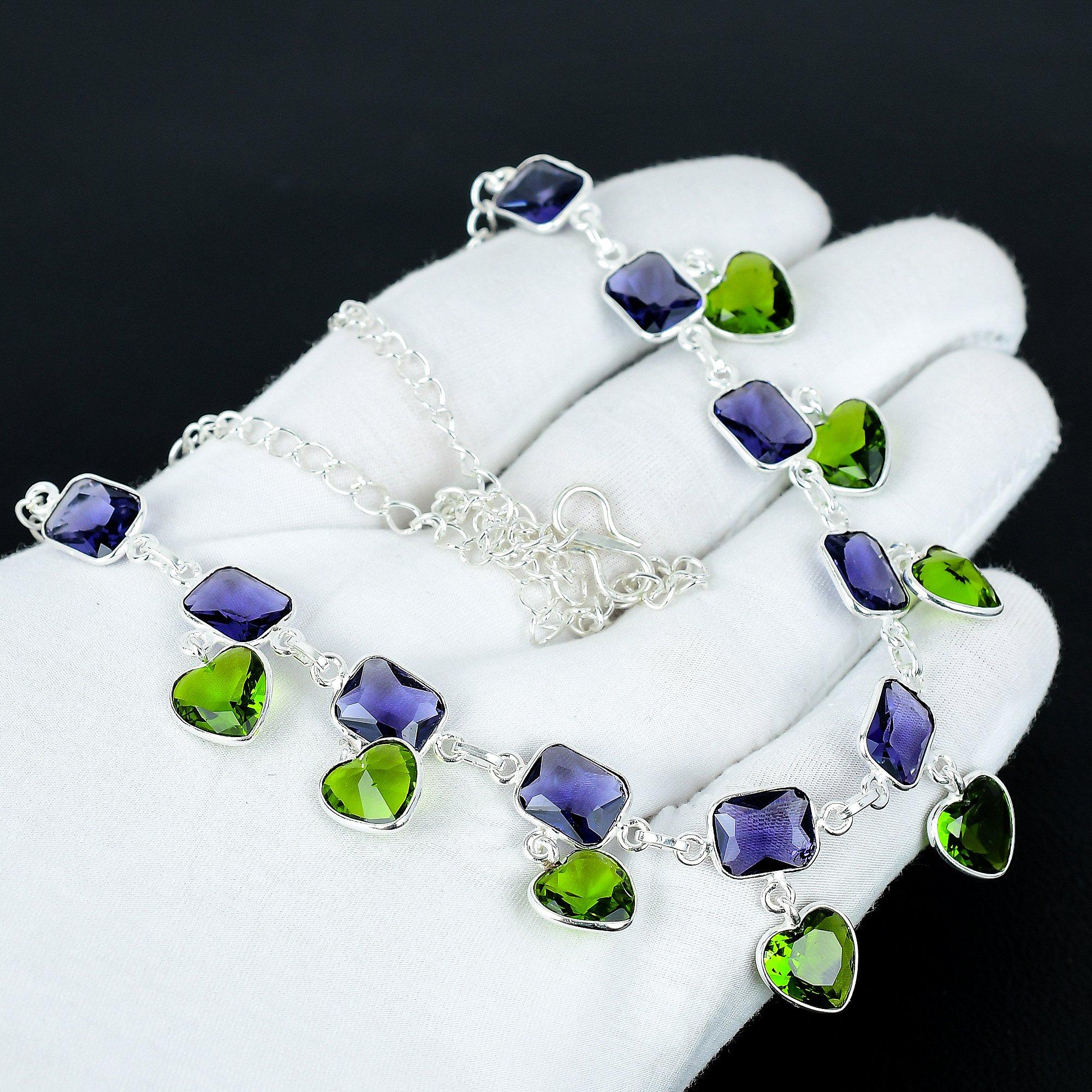 

Кулон-сердце с перидотом, ожерелье из серебра 925 пробы, ожерелье с аметистом, богемное серебряное ожерелье ручной работы, подарок на Рождество 20 зелёный