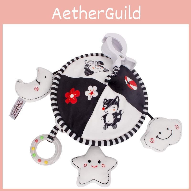 Infant Black And White Rattle Bell Wind Chime Baby Cot Hanging Rotation Bed Bell