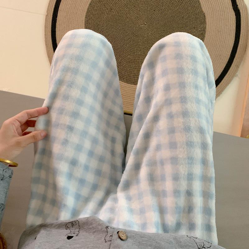 Damen Cartoon Flanell Fleecegefütterte Pyjamahose - Warmer Herbst-/Winterstil