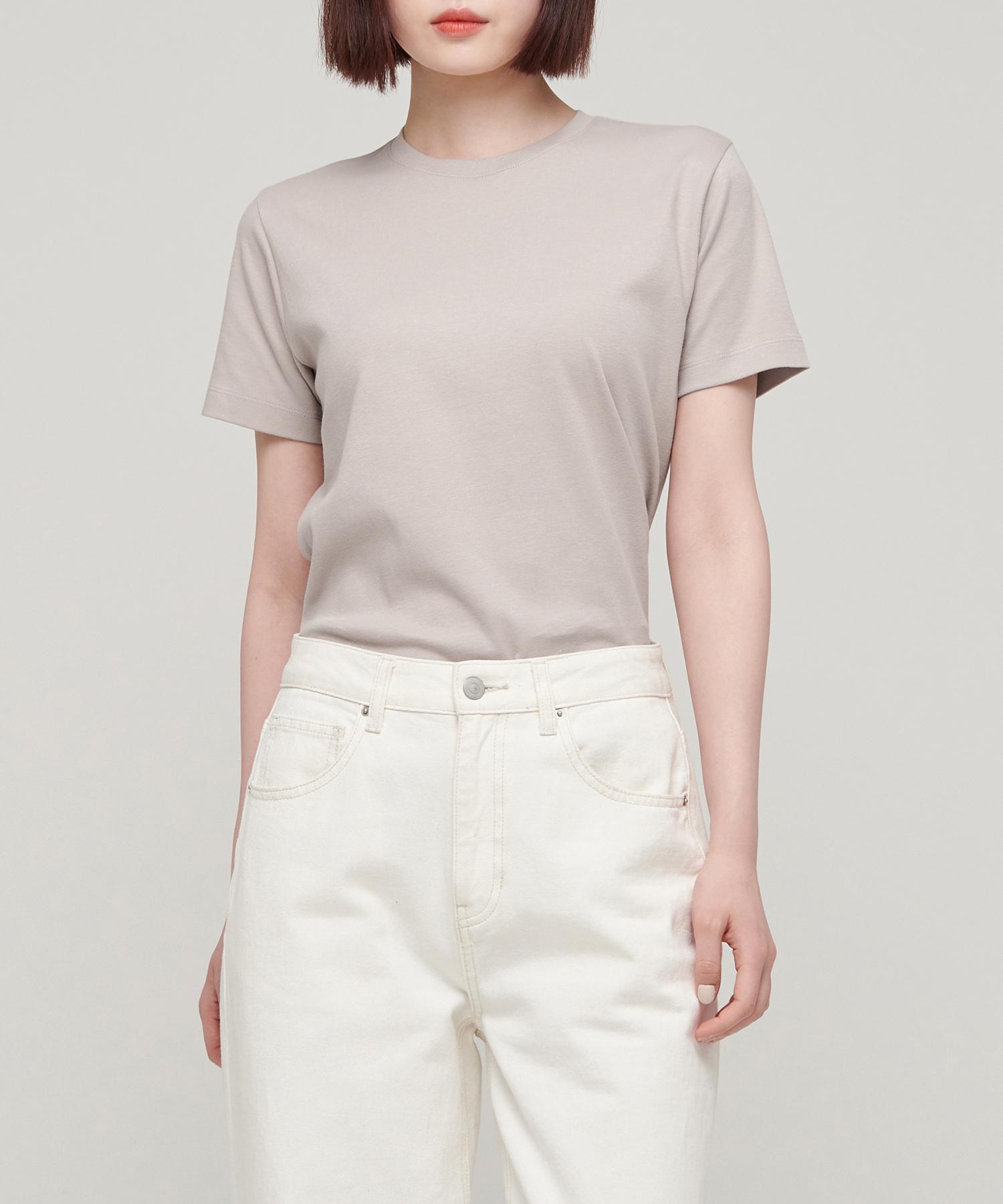 Musinsa Standard Woman Women S Basic Crew Neck T-Shirt [Mushroom] Mushroom/Xs