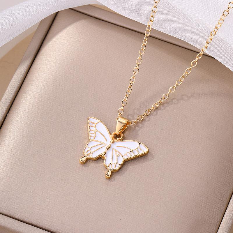 Accessories Fashion Oil Drip Alloy Pendant Personalized Oil Drip Butterfly Necklace Autumn New Items