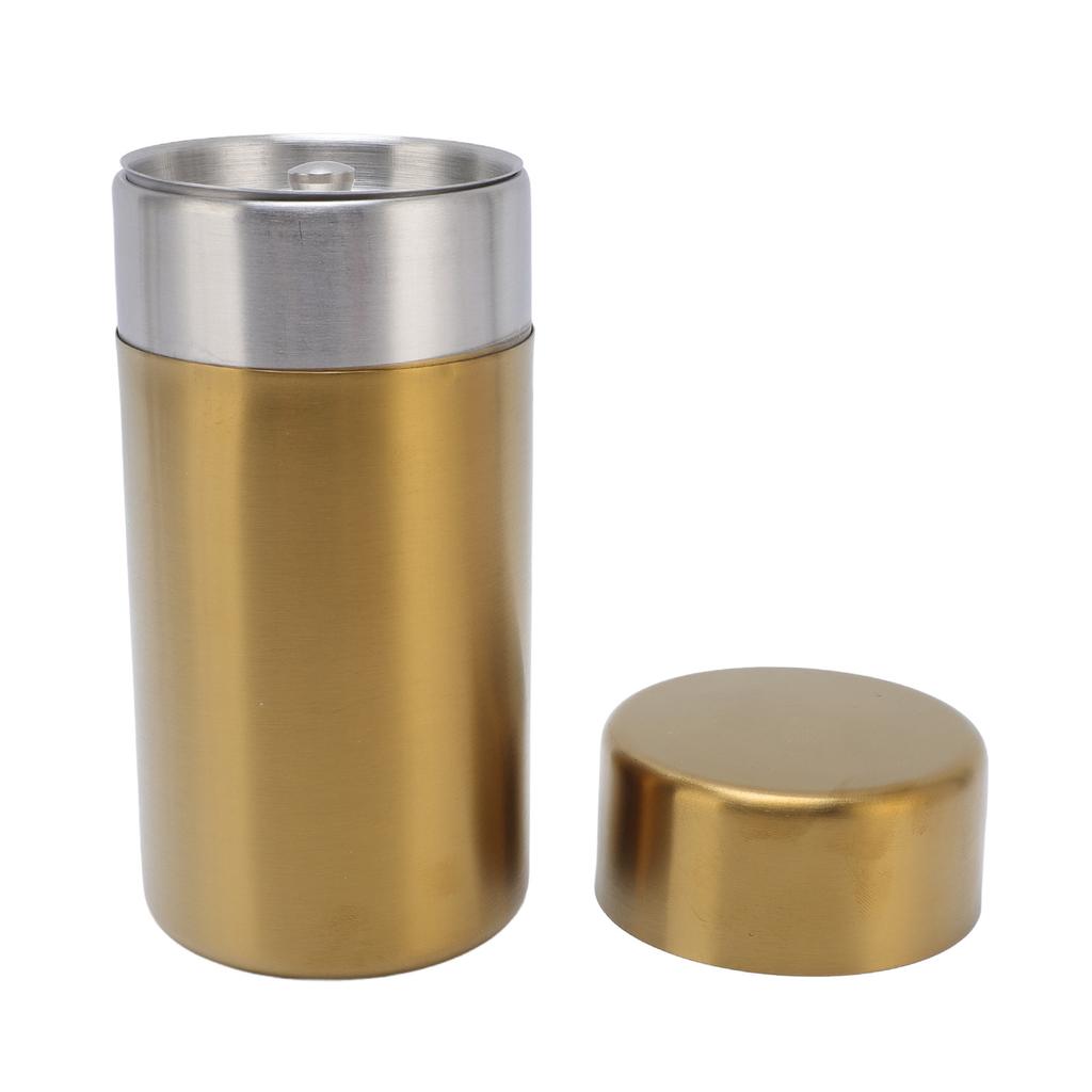 Tea Canister Gold 304 Stainless Steel Sealed Damp Proof Coffee Sugar Tea Leaf Jar