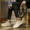 Golden Sapling Spring White Shoes Men Microfiber Leather Thick Soled Casual Sneakers Street Tide Flat Skateboard Shoes