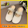 Fashion versatile pearl flat bottom gentle fairy style single shoes trendy soft sole bag head half slippers female 2025 autumn new