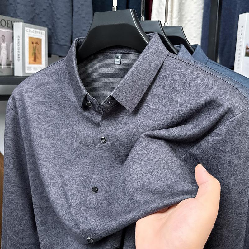 Long Sleeve Shirt Men s Autumn Minimalist Casual Versatile Loose Fit Wrinkle-Resistant M