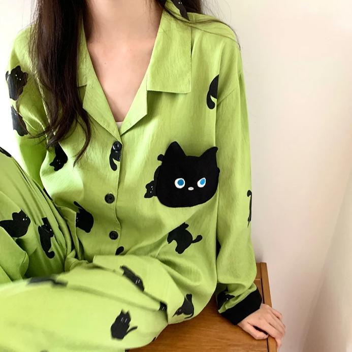 Herfst Dames Pyjama Set Lange Mouw Broek Tweedelig Pyjama sets Mode Satijn Dames Casual Jeugd Meisjes Huiskleding Pijamas