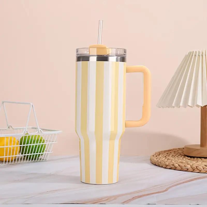 40oz Thermal Bottle With Straw Handle and Lids Drinkware Hot Cold Stainless Steel Thermos Portable Car Coffee Cups Thermal Mug