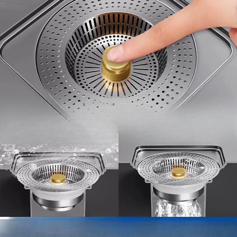 Stainless Steel Sink Strainer Basket For Kitchen Washbasin ABS Pop Up Drain Stopper For Dishwashing Pool Universal Filter