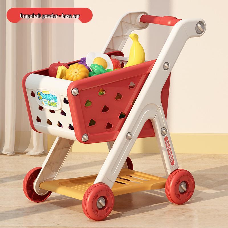Kids' Supermarket Shopping Cart Stroller & Fruit Cutting Play Set