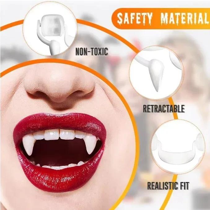 Vampire Fake Teeth Retractable Dentures Props Arty Costume DIY Cosplay Fake Teeth Trick Props Decor Halloween Masquerade Supplie