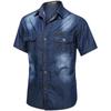 Retro Casual Denimskjorta med flera fickor Sommar Tunn Sektion Snygg Ungdoms Arbetskjorta Stor Storlek Bekväm och Hållbar Herrtoppar Trendigt