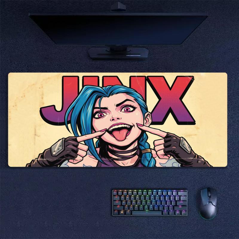 Jinx Mouse Pad, Large Gaming Desk Mat, Non-slip XXL Mousepad for Laptop & Tablet, Mini PC Playmat with Stitched Edges
