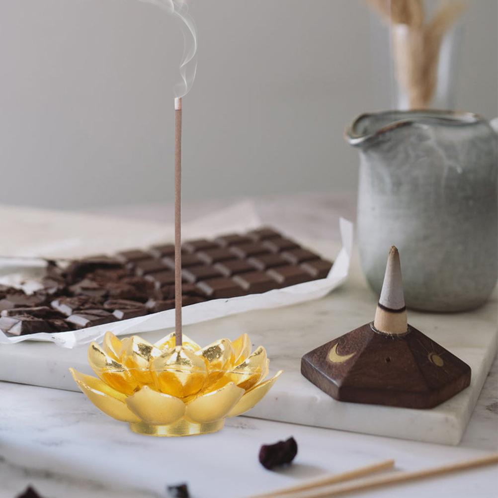 3 pcs Incense Burner Holder Lotus Shape Brass Resin Charcoal Discs Catcher For Stick Cone Home Fragrance Outdoor Indoor Use