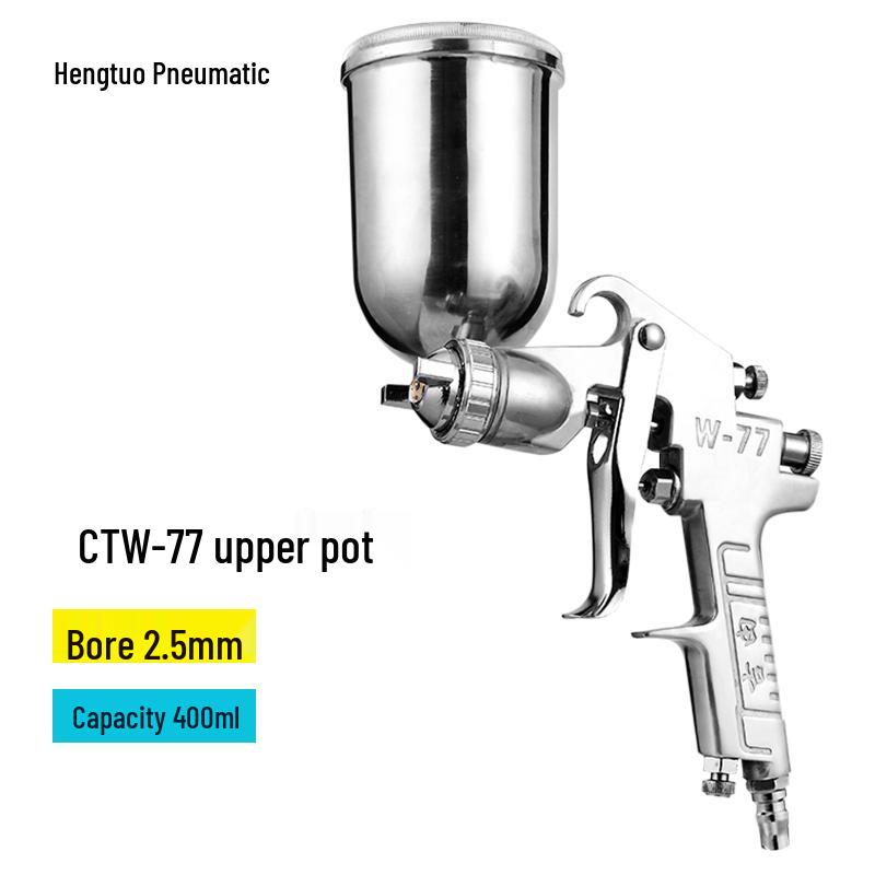 Jiyou W77 High Atomization Spray Gun for Car and Latex Paint, Large Caliber, Top and Bottom Cup Pneumatic Application