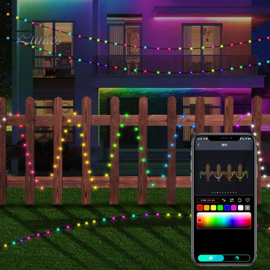 

Светодиодный гирляндный светильник с дистанционным управлением. Высокая яркость, водонепроницаемый, меняющий цвет, RGB, Bluetooth-совместимый светодиодный гирляндный декор. 10M