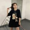 Summer Korean version of the new Harajuku lower clothes missing bear print loose short-sleeved T-shirt top women's ins