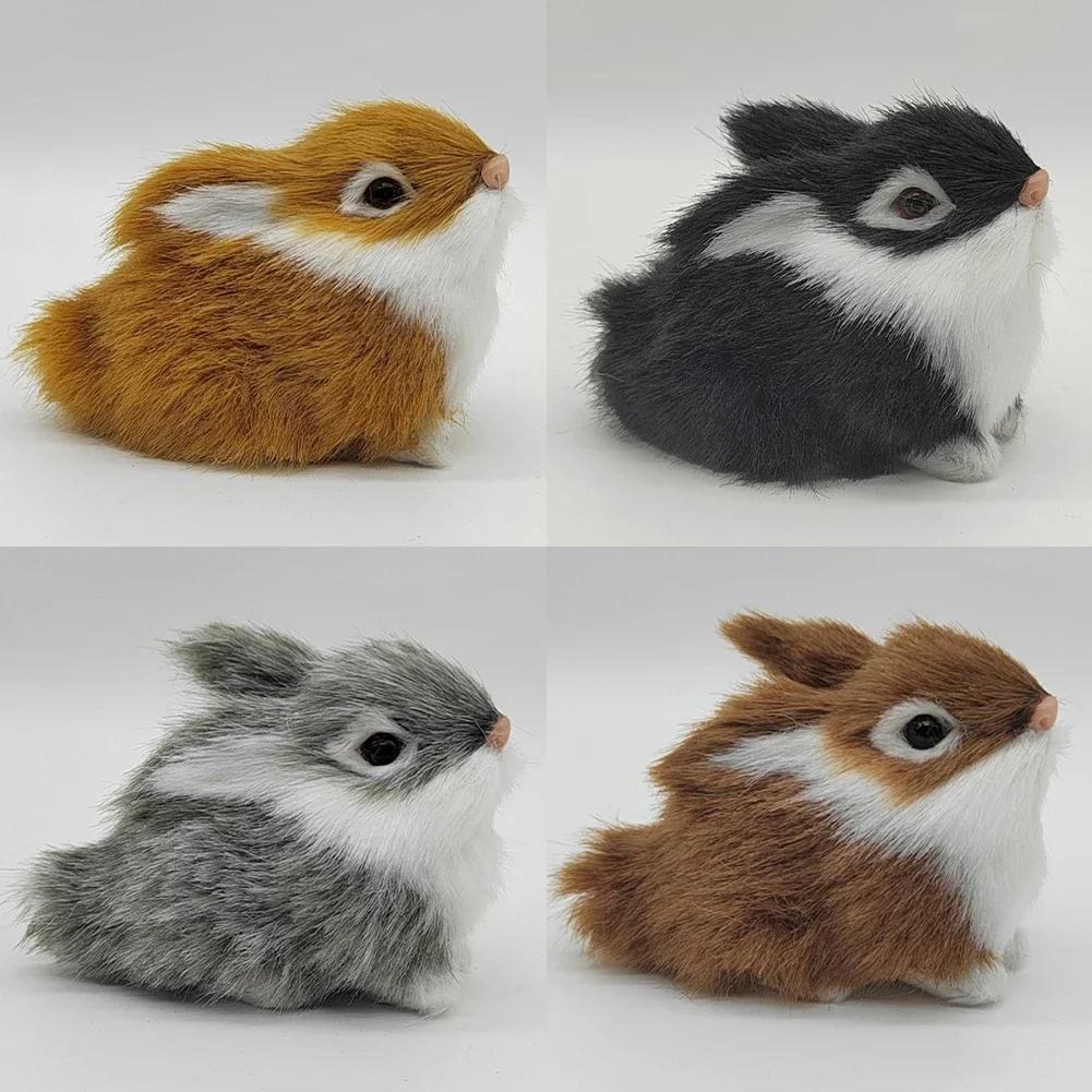 1pcs Mini Simulated Rabbit Animal Model Rabbit Household Decorations Rabbit Fur Crafts Gifts Living Room Decoration