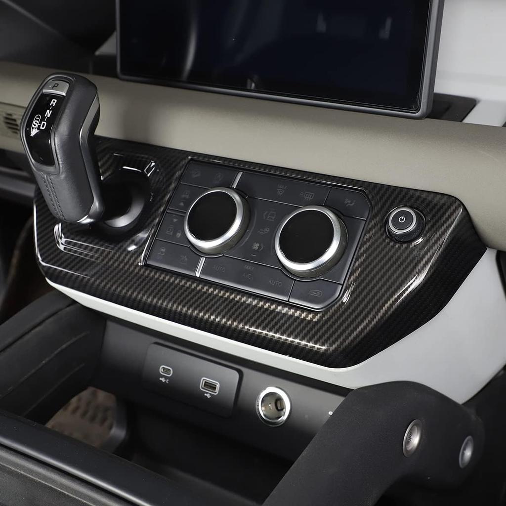 PIUGILH Auto Mittelkonsolen-Rahmenabdeckung & Klimaschalter-Panel Innenverkleidungszubehör für Land Rover Defender 110 2020 2021 2022 2023