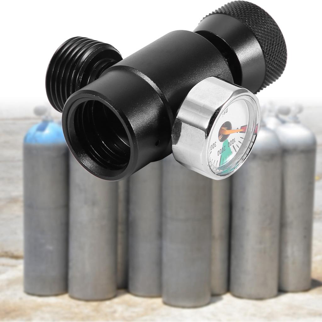 CO2-Fülltank-Zylinder-Nachfülladapter-Anschlusssatz für SodaStream (Schwarz mit Meter)