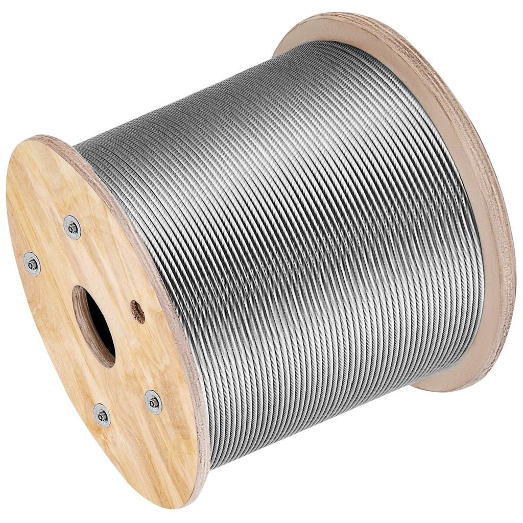 Stainless Steel Cable 3/16"x 1000ft, T316 Marine Grade Deck Cable Railing, 1x19 Strands Construction Braided Aircraft Cable for Deck Rail String