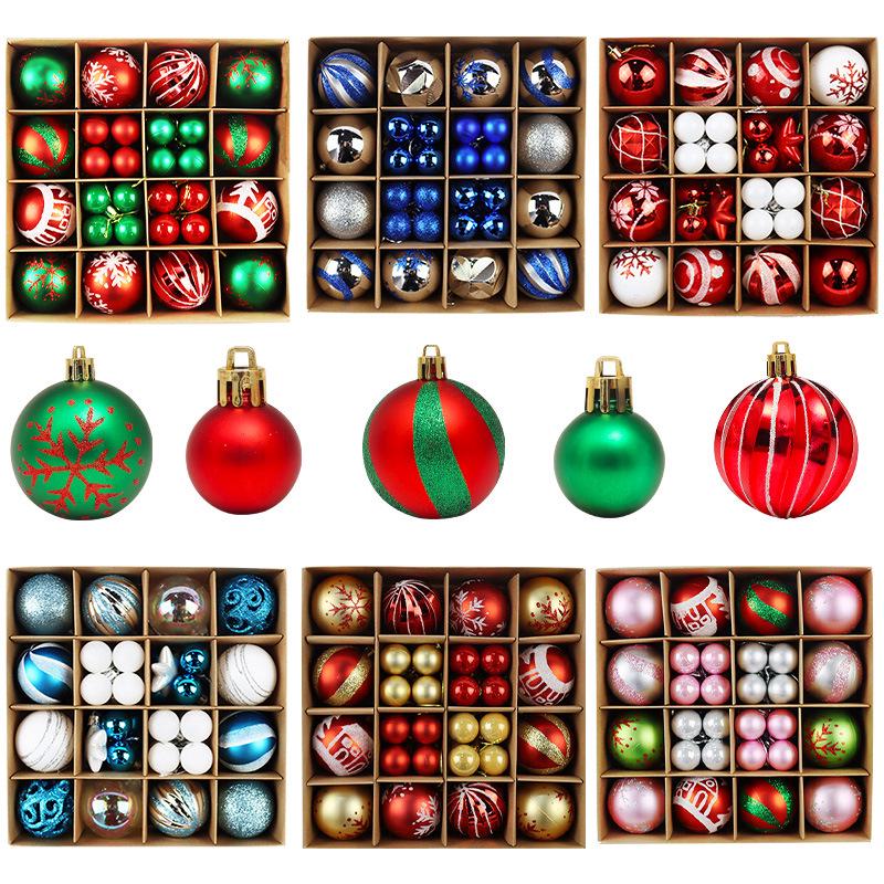 6CM Electroplated Irregular Painted Christmas Ball Ornaments Gift Box Set - Tree Hanging Decorations