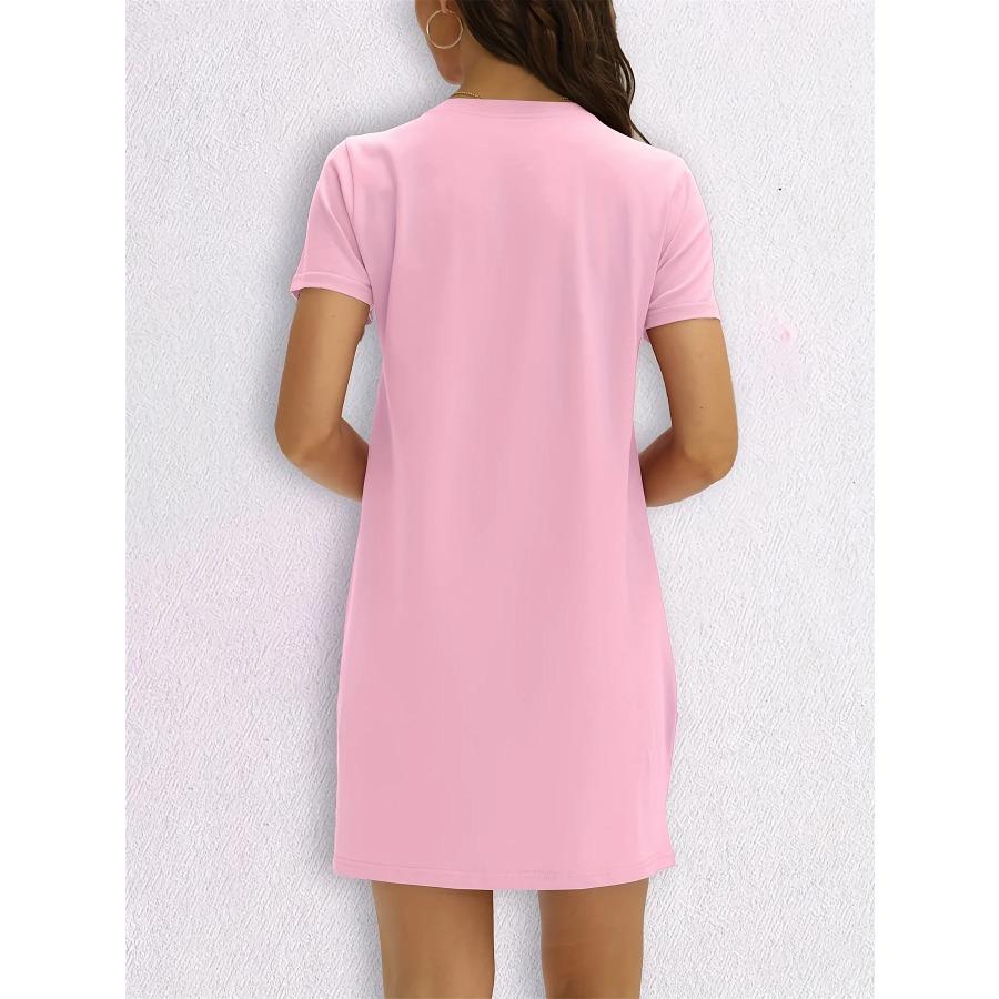 Damen Freizeit T-Shirt Kleid Kurzarm Rundhals Schwarze Kleider Frau Sommer Damenkleidung Oversized Y2k Damenkleidung