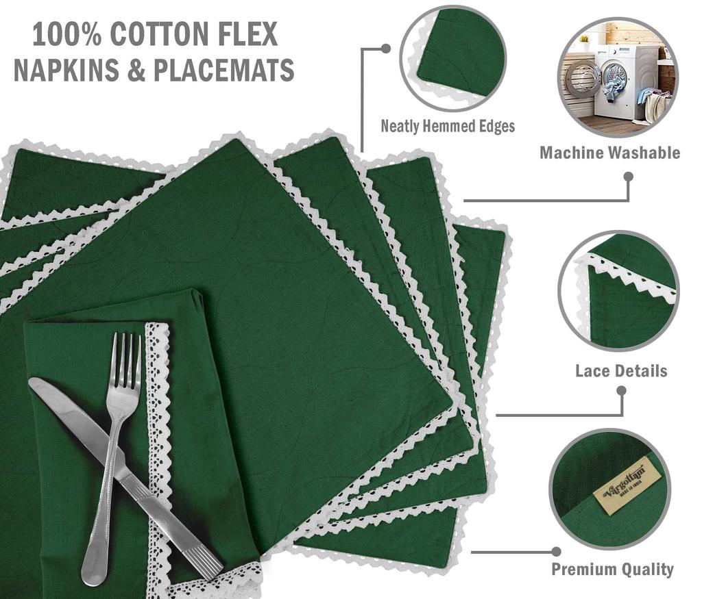 Vargottam Schwarz Einfarbig Heimdekor Waschbar Wendbar Spitze Essplatzsets Mit Servietten Set-Pack Von