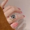 New French Black Shiny Zircon Rose Open Ring For Women Personalized Fashionable Daily Accessories Party  Birthday Gifts