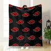Red Clouds with White Outlines Arranged In a Repetitive Pattern On Black. for All Seasons Blanket Lunch Break Throw Gift