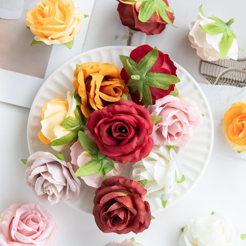 

50/100PCS Artificial Flowers Head Home Room Garden Valentine Decora Wedding Garden Rose Diy Gift Box Bridal Bouquet Accessories 50 pieces