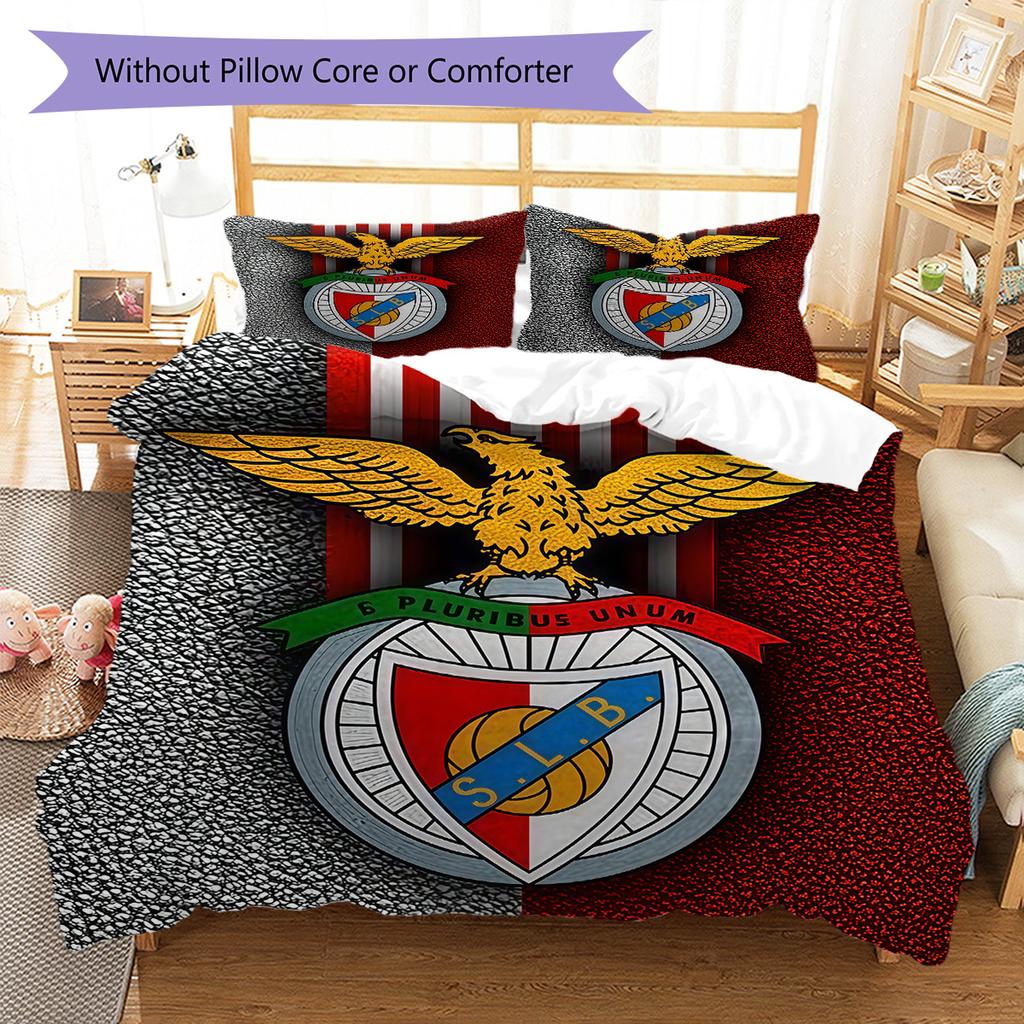 Benfica CLUB Bedding Quilt Set Quilt Cover Pillowcase Home Decoration Birthday Gift (1 * Duvet Cover + 2 * Pillowcase, Without Core)