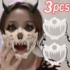 2025 New Halloween Mask Half-face Mask Cos Dragon God Fierce Tiger Night Fork Tengu Man Wolf Mask Performance Skull Masks