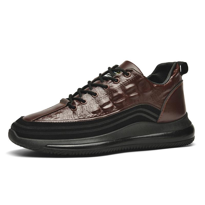 Spring new crocodile pattern leather shoes casual sports shoes men's versatile breathable Internet celebrity tide shoes Douyin same style