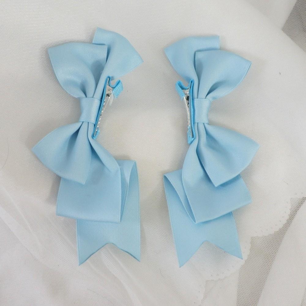 2Pcs Solid Color Bow Hair Clips Lolita Duckbill Clips Cute Bowknot Hairclip Headdress