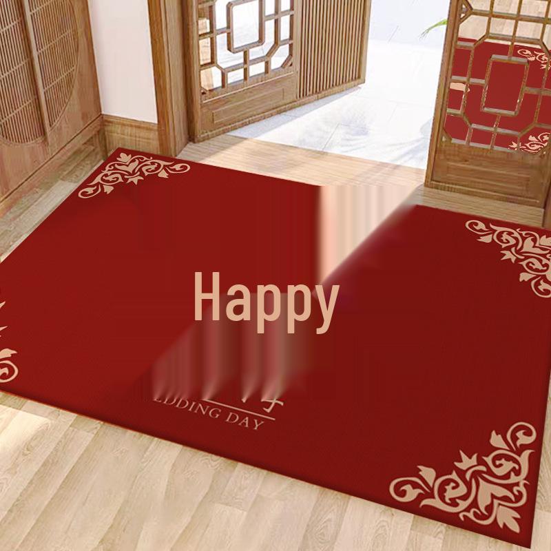 Festive Red Chinese Wedding Entrance & Bedroom Floor Mat
