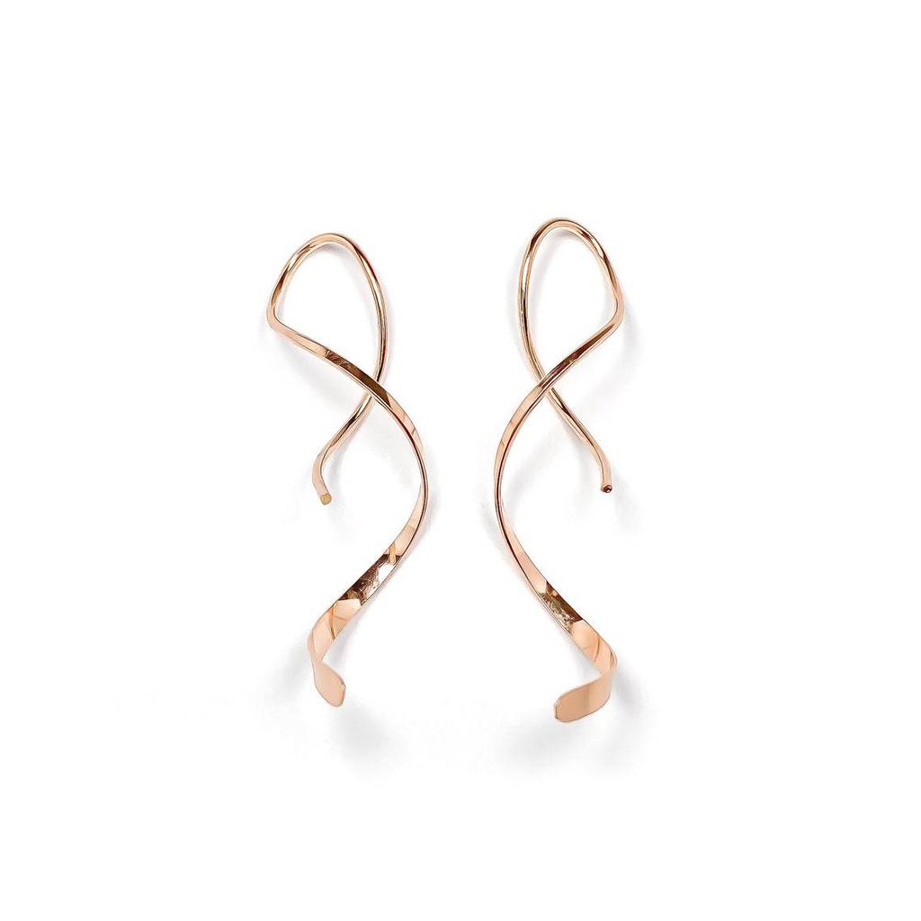 Simple Spiral Threader Earrings Women Irregular Helix Wave Curve Ear Line Cuff Stainless Steel Dangling Earring Fashion Jewelry